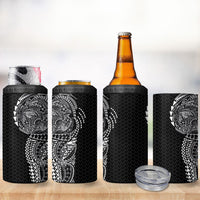 Hawaiian Traditional Tattoos 4 in 1 Can Cooler Tumbler Kakau Tribal Tropical Plant Motif Black Color LT03 - Polynesian Pride