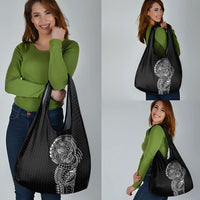 Hawaiian Traditional Tattoos Grocery Bag Kakau Tribal Tropical Plant Motif Black Color LT03 - Polynesian Pride