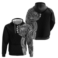 Hawaiian Traditional Tattoos Hoodie Kakau Tribal Tropical Plant Motif Black Color LT03 - Polynesian Pride