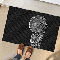 Hawaiian Traditional Tattoos Rubber Doormat Kakau Tribal Tropical Plant Motif Black Color LT03 - Polynesian Pride