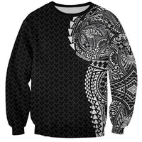 Hawaiian Traditional Tattoos Sweatshirt Kakau Tribal Tropical Plant Motif Black Color LT03 Unisex Black - Polynesian Pride