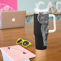 Hawaiian Traditional Tattoos Tumbler With Handle Kakau Tribal Tropical Plant Motif Black Color LT03 - Polynesian Pride
