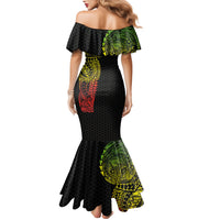 Hawaiian Traditional Tattoos Family Matching Mermaid Dress and Hawaiian Shirt Kakau Tribal Tropical Plant Motif Kanaka Maoli Flag Color Inspired LT03 - Polynesian Pride