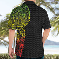 Hawaiian Traditional Tattoos Hawaiian Shirt Kakau Tribal Tropical Plant Motif Kanaka Maoli Flag Color Inspired LT03 - Polynesian Pride