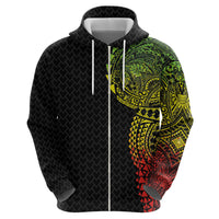 Hawaiian Traditional Tattoos Hoodie Kakau Tribal Tropical Plant Motif Kanaka Maoli Flag Color Inspired LT03 - Polynesian Pride