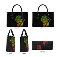 Hawaiian Traditional Tattoos Leather Bag Kakau Tribal Tropical Plant Motif Kanaka Maoli Flag Color Inspired LT03 - Polynesian Pride