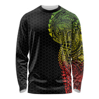 Hawaiian Traditional Tattoos Long Sleeve Shirt Kakau Tribal Tropical Plant Motif Kanaka Maoli Flag Color Inspired LT03 Unisex Multicolor - Polynesian Pride