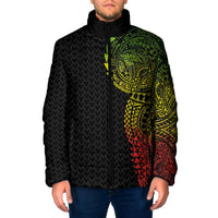 Hawaiian Traditional Tattoos Padded Jacket Kakau Tribal Tropical Plant Motif Kanaka Maoli Flag Color Inspired LT03 Men Multicolor - Polynesian Pride