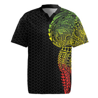 Hawaiian Traditional Tattoos Rugby Jersey Kakau Tribal Tropical Plant Motif Kanaka Maoli Flag Color Inspired LT03 Multicolor - Polynesian Pride
