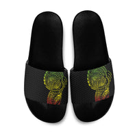 Hawaiian Traditional Tattoos Slide Sandals Kakau Tribal Tropical Plant Motif Kanaka Maoli Flag Color Inspired LT03 Multicolor - Polynesian Pride