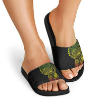 Hawaiian Traditional Tattoos Slide Sandals Kakau Tribal Tropical Plant Motif Kanaka Maoli Flag Color Inspired LT03 - Polynesian Pride