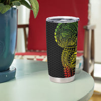 Hawaiian Traditional Tattoos Tumbler Cup Kakau Tribal Tropical Plant Motif Kanaka Maoli Flag Color Inspired LT03 - Polynesian Pride