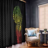 Hawaiian Traditional Tattoos Window Curtain Kakau Tribal Tropical Plant Motif Kanaka Maoli Flag Color Inspired LT03 - Polynesian Pride