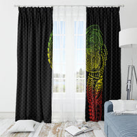 Hawaiian Traditional Tattoos Window Curtain Kakau Tribal Tropical Plant Motif Kanaka Maoli Flag Color Inspired LT03 - Polynesian Pride