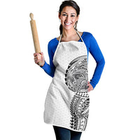 Hawaiian Traditional Tattoos Apron Kakau Tribal Tropical Plant Motif White Color LT03 - Polynesian Pride