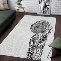 Hawaiian Traditional Tattoos Area Rug Kakau Tribal Tropical Plant Motif White Color LT03 White - Polynesian Pride