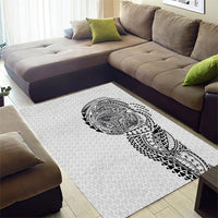 Hawaiian Traditional Tattoos Area Rug Kakau Tribal Tropical Plant Motif White Color LT03 - Polynesian Pride
