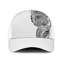 Hawaiian Traditional Tattoos Baseball Net Cap Kakau Tribal Tropical Plants Motif White Color