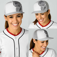 Hawaiian Traditional Tattoos Baseball Net Cap Kakau Tribal Tropical Plants Motif White Color