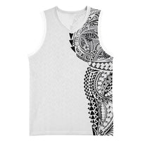 Hawaiian Traditional Tattoos Basketball Jersey Kakau Tribal Tropical Plant Motif White Color LT03 Unisex White - Polynesian Pride