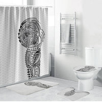 Hawaiian Traditional Tattoos Bathroom Set Kakau Tribal Tropical Plant Motif White Color LT03 Bathroom Set (4 pcs) White - Polynesian Pride
