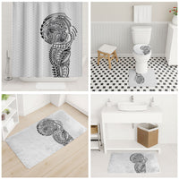 Hawaiian Traditional Tattoos Bathroom Set Kakau Tribal Tropical Plant Motif White Color LT03 - Polynesian Pride