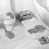 Hawaiian Traditional Tattoos Bathroom Set Kakau Tribal Tropical Plant Motif White Color LT03 Mat Set Only (3 pcs) One Size White - Polynesian Pride
