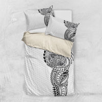 Hawaiian Traditional Tattoos Bedding Set Kakau Tribal Tropical Plant Motif White Color LT03 US Twin 172cm x 218cm White - Polynesian Pride