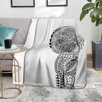 Hawaiian Traditional Tattoos Blanket Kakau Tribal Tropical Plant Motif White Color LT03 - Polynesian Pride