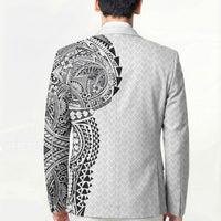 Hawaiian Traditional Tattoos Blazer Kakau Tribal Tropical Plant Motif White Color LT03 - Polynesian Pride