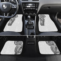 Hawaiian Traditional Tattoos Car Mats Kakau Tribal Tropical Plant Motif White Color LT03 Set 4pcs White - Polynesian Pride
