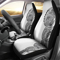 Hawaiian Traditional Tattoos Car Seat Cover Kakau Tribal Tropical Plant Motif White Color LT03 - Polynesian Pride