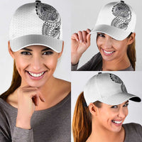 Hawaiian Traditional Tattoos Classic Cap Kakau Tribal Tropical Plants Motif White Color