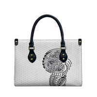 Hawaiian Traditional Tattoos Leather Bag Kakau Tribal Tropical Plant Motif White Color LT03 - Polynesian Pride