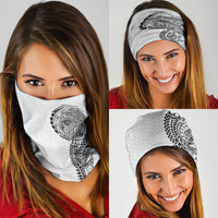 Hawaiian Traditional Tattoos Neck Gaiter Kakau Tribal Tropical Plant Motif White Color LT03 - Polynesian Pride
