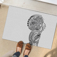 Hawaiian Traditional Tattoos Rubber Doormat Kakau Tribal Tropical Plant Motif White Color LT03 - Polynesian Pride