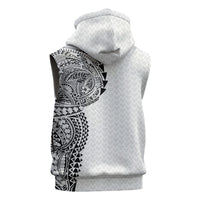 Hawaiian Traditional Tattoos Sleeveless Hoodie Kakau Tribal Tropical Plant Motif White Color LT03 - Polynesian Pride