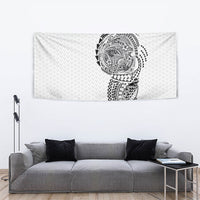 Hawaiian Traditional Tattoos Tapestry Kakau Tribal Tropical Plant Motif White Color LT03 - Polynesian Pride
