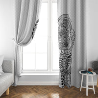 Hawaiian Traditional Tattoos Window Curtain Kakau Tribal Tropical Plant Motif White Color LT03 - Polynesian Pride