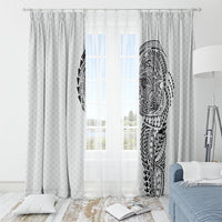 Hawaiian Traditional Tattoos Window Curtain Kakau Tribal Tropical Plant Motif White Color LT03 - Polynesian Pride
