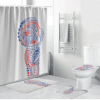 Hawaiian Traditional Tattoos Bathroom Set Kakau Tribal Tropical Plant Motif Hawaii Flag Color Inspired LT03 Bathroom Set (4 pcs) Multicolor - Polynesian Pride
