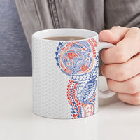 Hawaiian Traditional Tattoos Ceramic Mug Kakau Tribal Tropical Plant Motif Hawaii Flag Color Inspired LT03 - Polynesian Pride