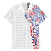 Hawaiian Traditional Tattoos Family Matching Summer Maxi Dress and Hawaiian Shirt Kakau Tribal Tropical Plant Motif Hawaii Flag Color Inspired LT03 Dad's Shirt - Short Sleeve Multicolor - Polynesian Pride