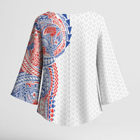 Hawaiian Traditional Tattoos Kimono Sleeve Blouse Kakau Tribal Tropical Plant Motif Hawaii Flag Color Inspired LT03 - Polynesian Pride