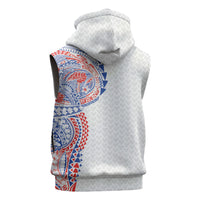 Hawaiian Traditional Tattoos Sleeveless Hoodie Kakau Tribal Tropical Plant Motif Hawaii Flag Color Inspired LT03 - Polynesian Pride