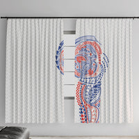 Hawaiian Traditional Tattoos Window Curtain Kakau Tribal Tropical Plant Motif Hawaii Flag Color Inspired LT03 With Hooks Multicolor - Polynesian Pride
