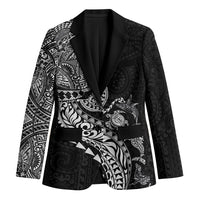 Hawaiian Kakau Tribal Sea Animals Tattoos Blazer Black Color