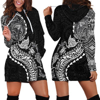 Hawaiian Kakau Tribal Sea Animals Tattoos Hoodie Dress Black Color LT03 - Polynesian Pride