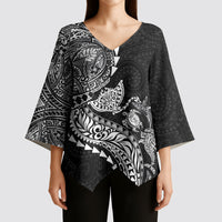 Hawaiian Kakau Tribal Sea Animals Tattoos Kimono Sleeve Blouse Black Color LT03 - Polynesian Pride