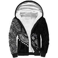 Hawaiian Kakau Tribal Sea Animals Tattoos Sherpa Hoodie Black Color LT03 Unisex Black - Polynesian Pride